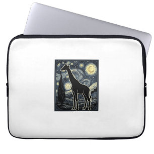 Vintage-Giraffe-Sternennacht-Gravur-Shirt_1 Laptopschutzhülle