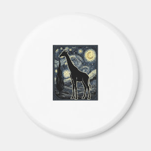 Vintage-Giraffe-Sternennacht-Gravur-Shirt_1 Magnet