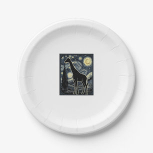 Vintage-Giraffe-Sternennacht-Gravur-Shirt_1 Pappteller