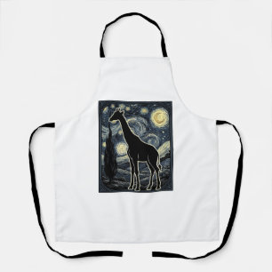 Vintage-Giraffe-Sternennacht-Gravur-Shirt_1 Schürze