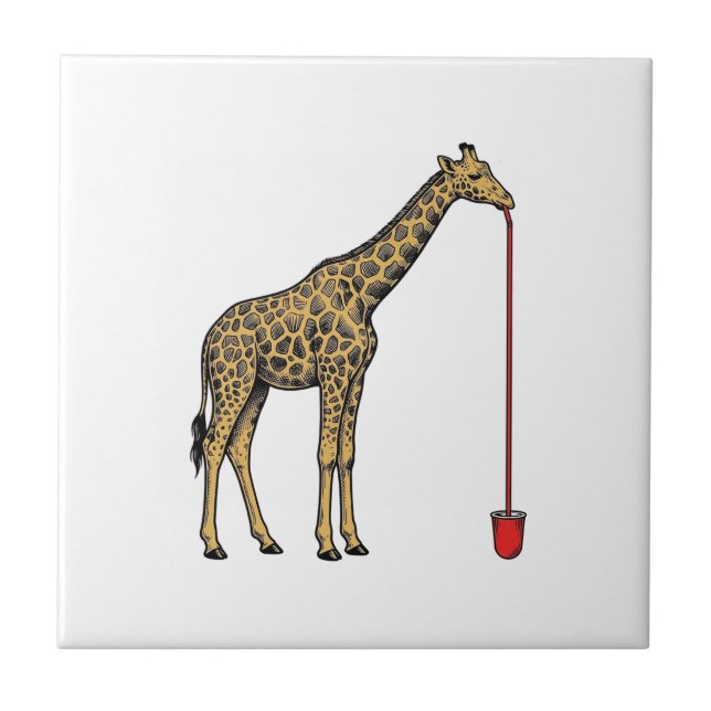 Vintage-Giraffe-Trinkhalm-Vektordesign_1 Fliese (Vorderseite)