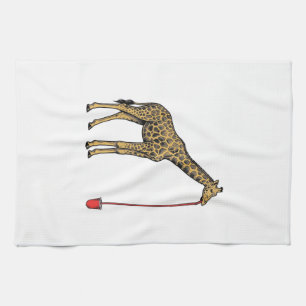 Vintage-Giraffe-Trinkhalm-Vektordesign_1 Geschirrtuch