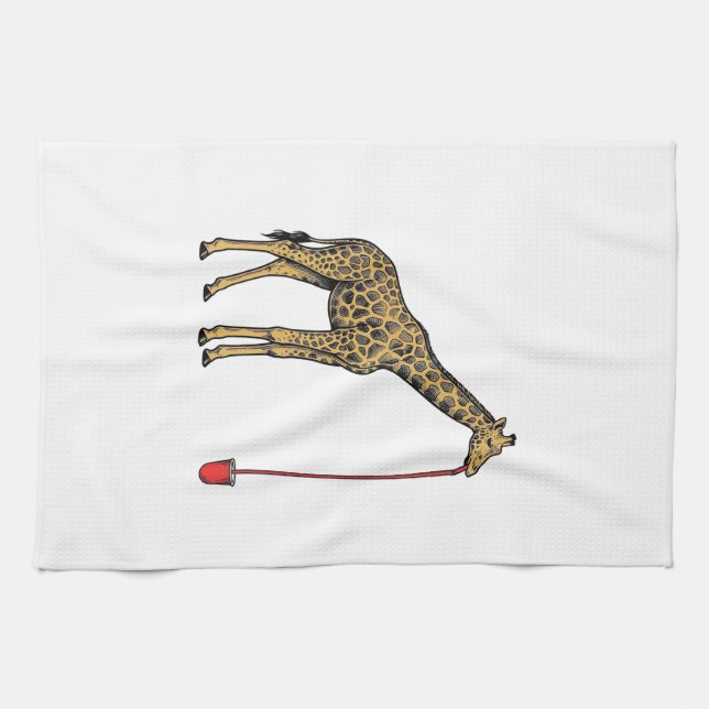 Vintage-Giraffe-Trinkhalm-Vektordesign_1 Geschirrtuch (Horizontal)