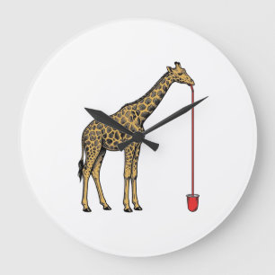 Vintage-Giraffe-Trinkhalm-Vektordesign_1 Große Wanduhr