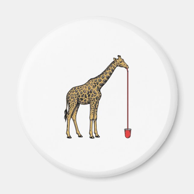 Vintage-Giraffe-Trinkhalm-Vektordesign_1 Magnet (Vorne)