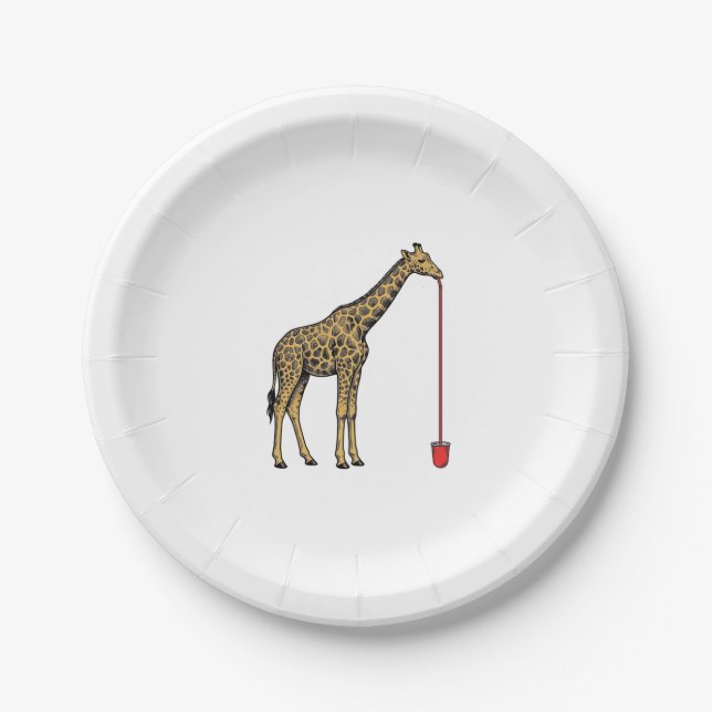 Vintage-Giraffe-Trinkhalm-Vektordesign_1 Pappteller (Vorderseite)