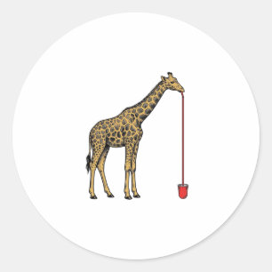 Vintage-Giraffe-Trinkhalm-Vektordesign_1 Runder Aufkleber