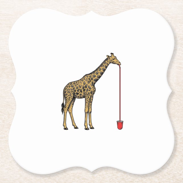 Vintage-Giraffe-Trinkhalm-Vektordesign_1 Untersetzer (Vorderseite)