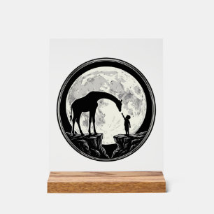 Vintage-Giraffe-und-Kind-Mond-Silhouette-Shirt_1 Acrylschild
