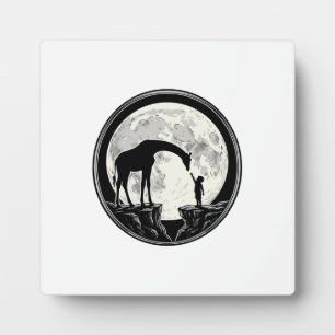 Vintage-Giraffe-und-Kind-Mond-Silhouette-Shirt_1 Fotoplatte