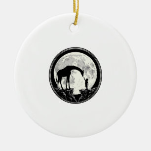 Vintage-Giraffe-und-Kind-Mond-Silhouette-Shirt_1 Keramik Ornament