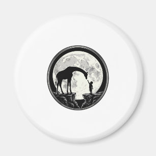 Vintage-Giraffe-und-Kind-Mond-Silhouette-Shirt_1 Magnet