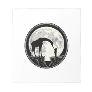 Vintage Giraffe und Kind Mond Silhouette Shirt_1 Notizblock