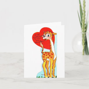 Vintage Giraffe Valentine Karte