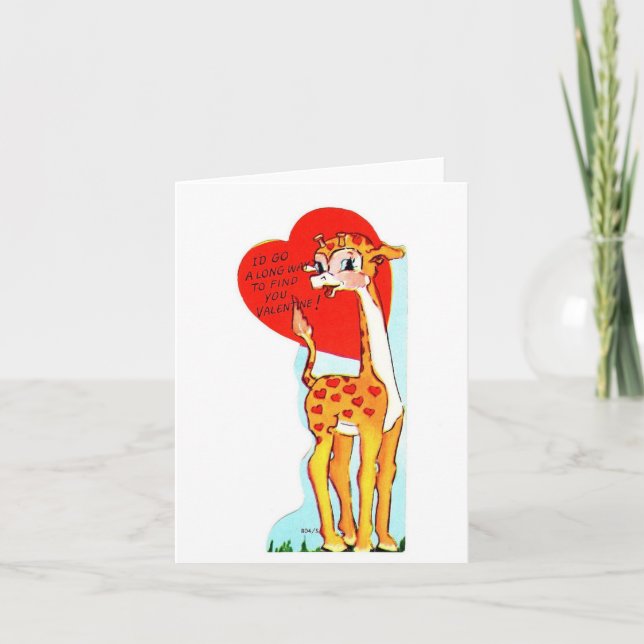 Vintage Giraffe Valentine Karte (Vorderseite)