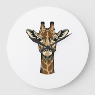 Vintage-Giraffe-Vektor-Art-Design_1 Große Wanduhr