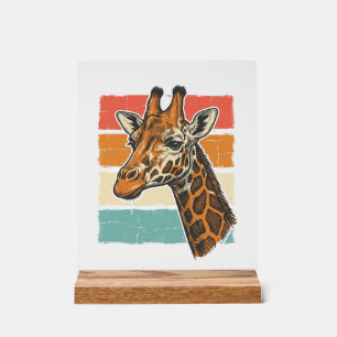 Vintage-Giraffen-Kopf Retro-Sonnenuntergang-Vektor Acrylschild