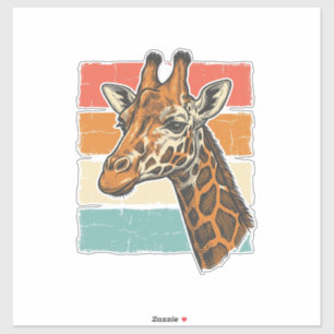 Vintage-Giraffen-Kopf Retro-Sonnenuntergang-Vektor Aufkleber