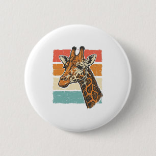 Vintage-Giraffen-Kopf Retro-Sonnenuntergang Vektor Button