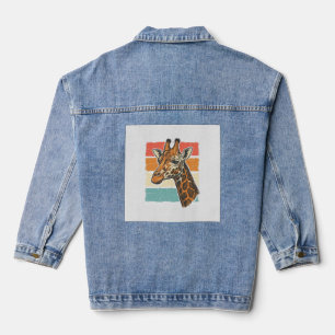 Vintage-Giraffen-Kopf Retro-Sonnenuntergang-Vektor Jeansjacke