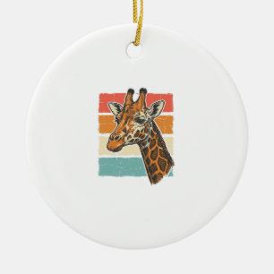 Vintage-Giraffen-Kopf Retro-Sonnenuntergang-Vektor Keramik Ornament