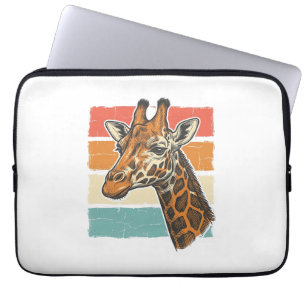 Vintage-Giraffen-Kopf Retro-Sonnenuntergang-Vektor Laptopschutzhülle