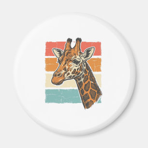 Vintage-Giraffen-Kopf Retro-Sonnenuntergang-Vektor Magnet