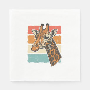 Vintage-Giraffen-Kopf Retro-Sonnenuntergang-Vektor Serviette