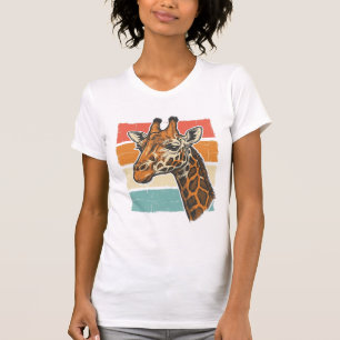 Vintage-Giraffen-Kopf Retro-Sonnenuntergang-Vektor T-Shirt