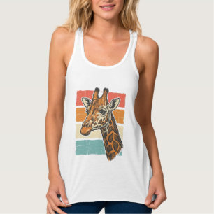 Vintage-Giraffen-Kopf Retro-Sonnenuntergang-Vektor Tank Top
