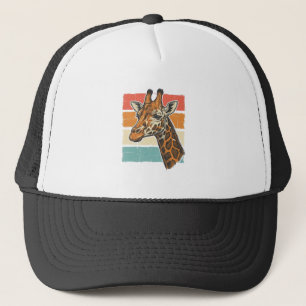 Vintage-Giraffen-Kopf Retro-Sonnenuntergang-Vektor Truckerkappe