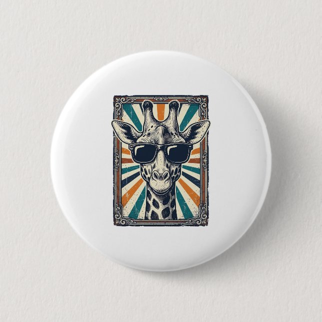 Vintage-Giraffen-Sonnenbrille Button (Vorderseite)