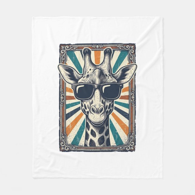 Vintage-Giraffen-Sonnenbrille Fleecedecke (Vorderseite)