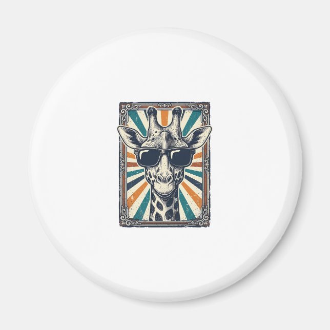 Vintage-Giraffen-Sonnenbrille Magnet (Vorne)