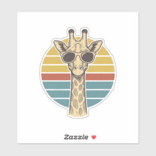 Vintage-Giraffen-Sonnenbrille Retro-Sonnenuntergan Aufkleber