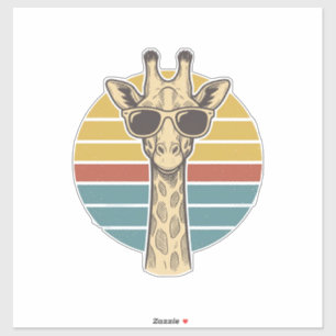 Vintage-Giraffen-Sonnenbrille Retro-Sonnenuntergan Aufkleber