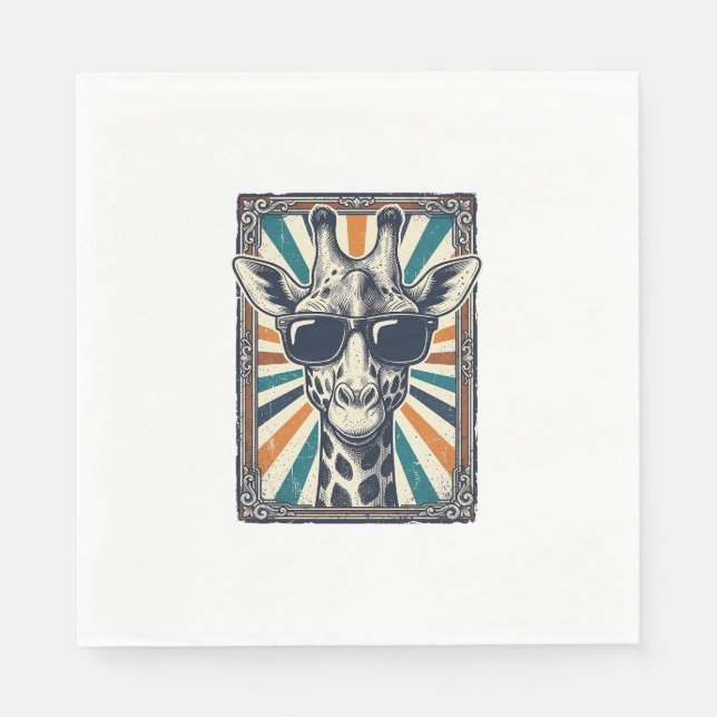 Vintage-Giraffen-Sonnenbrille Serviette (Vorderseite)