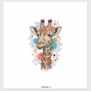 Vintage-Giraffen-Stich auf weißem Shirt-Design ( Aufkleber