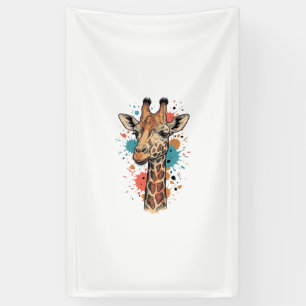 Vintage-Giraffen-Stich auf weißem Shirt-Design ( Banner