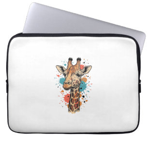 Vintage-Giraffen-Stich auf weißem Shirt-Design ( Laptopschutzhülle