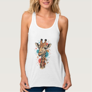 Vintage-Giraffen-Stich auf weißem Shirt-Design ( Tank Top