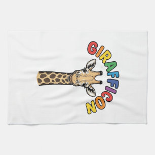 Vintage-Giraffen-Symbol Süßes Tier-Shirt-Design_1 Geschirrtuch