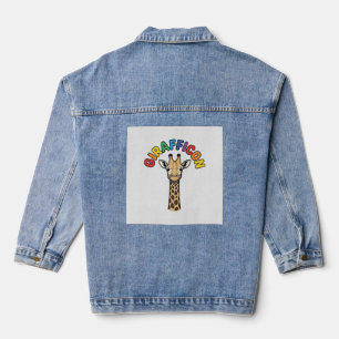 Vintage-Giraffen-Symbol Süßes Tier-Shirt-Design_1 Jeansjacke