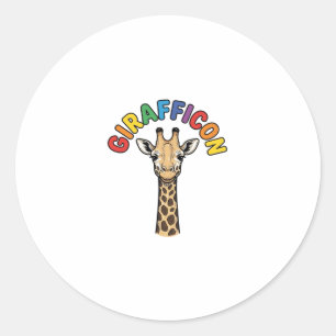 Vintage-Giraffen-Symbol Süßes Tier-Shirt-Design_1 Runder Aufkleber