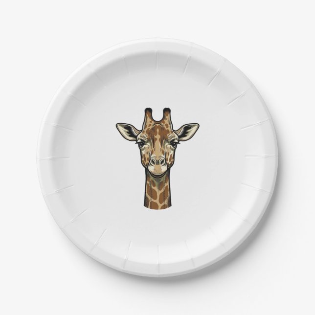 Vintage-Giraffen-Vektorgrafik-Design_1 Pappteller (Vorderseite)