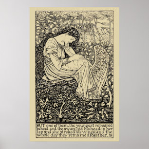 Vintage Girl And Swan von Arthur Joseph Gaskin Poster