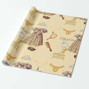 Vintage Girl Chic Modeaccessoires Geschenkpapier