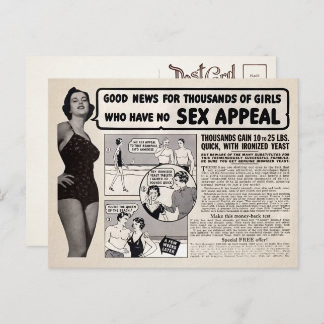 Vintage Girl-Comic-Werbung Postkarte (Vorne/Hinten)