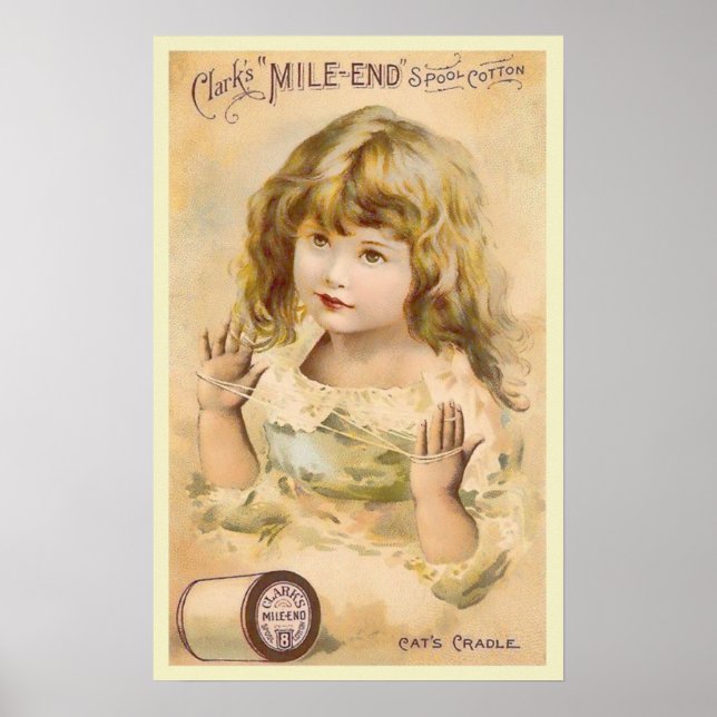 Vintage Girl-Cotton-Thread-Werbung Poster (Vorne)