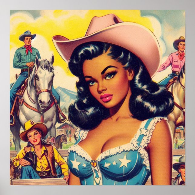 Vintage Girl-Illustration Poster (Vorne)